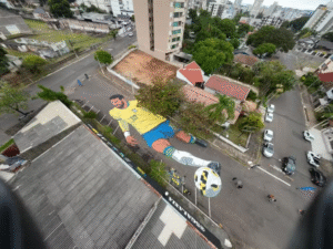 Neymar gigante pintado no asfalto vira nova atração turística em Novo Hamburgo