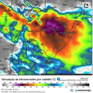 Rio Grande do Sul entra em período crítico com previsão de tempestades severas